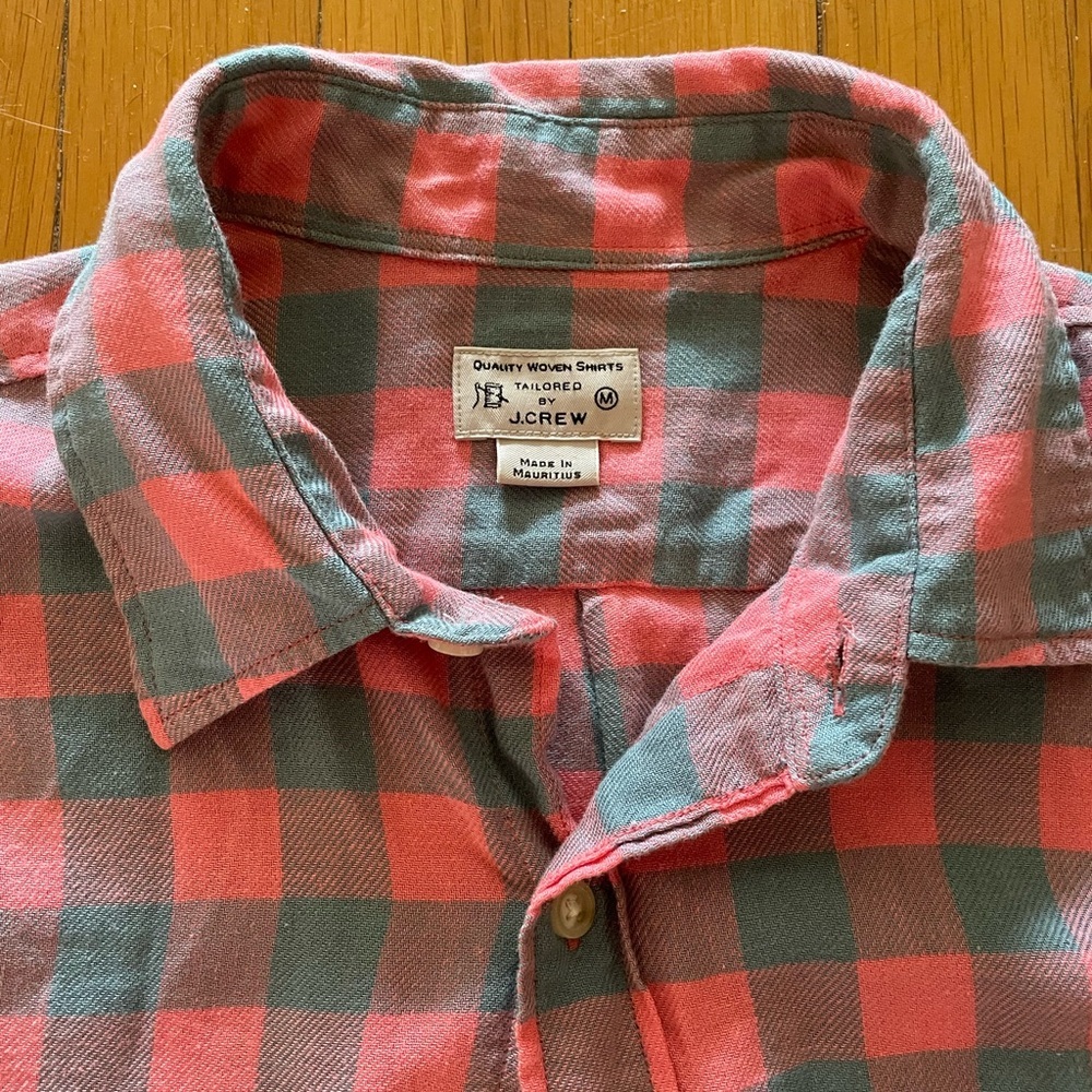 J.Crew Mens Light Weight Slim Fit Pink/Blue Long Sleeve Button Down Shirt Sz M